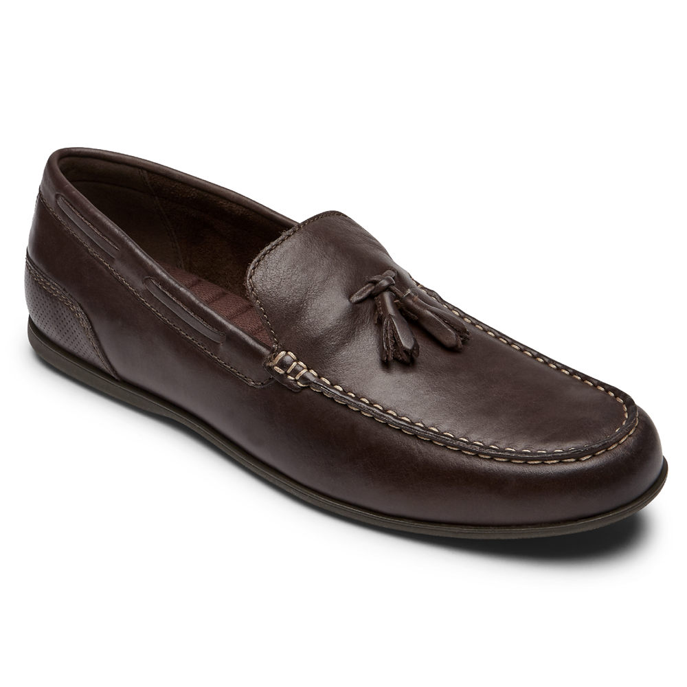 Rockport Singapore Mens Loafers - Malcom Tassel Dark Brown - AX1054328